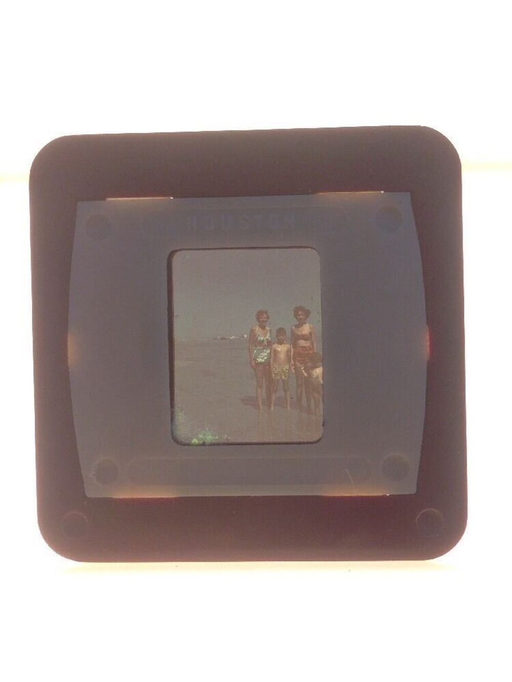 Vintage 1940s WWII Era Sunny Beach Day Ocean Fashion Photograph Color Slide